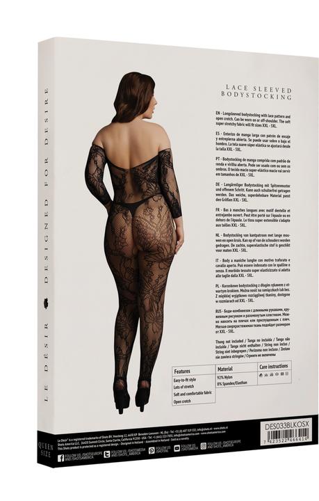 Actual product image Le Désir Lace Sleeved Bodystocking - OSX (One size)
