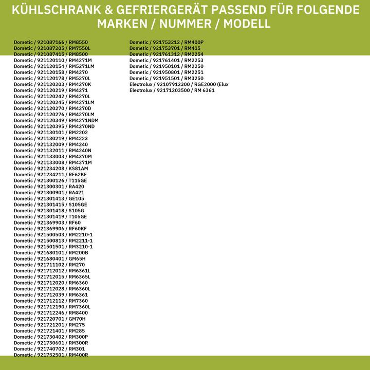 Valori nutrizionali e ingredienti Dometic Termocoppia 292343532 per frigorifero ad assorbimento con attacco a gas