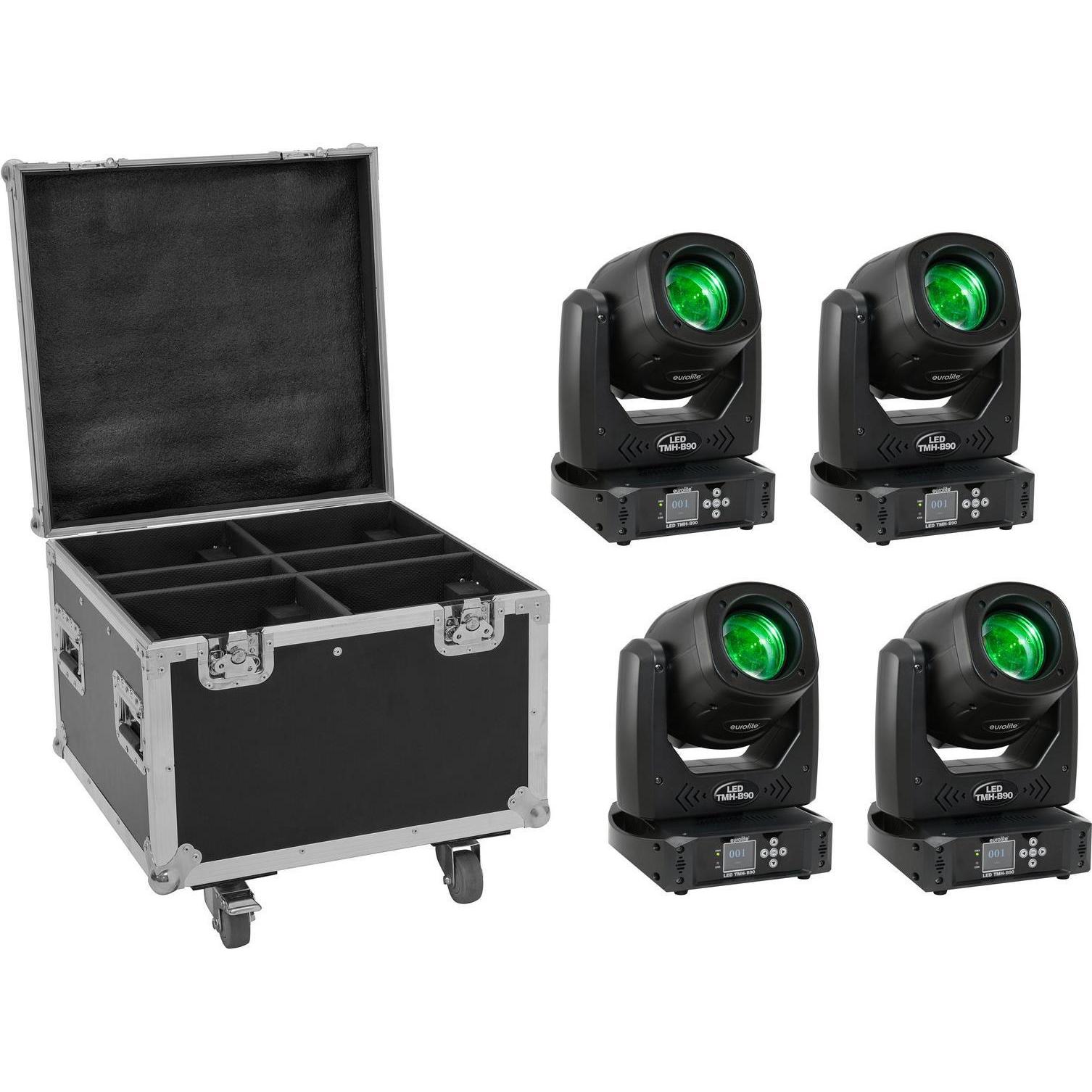 Eurolite Set 4x LED TMH-B90 + Case mit Rollen, Licht Set
