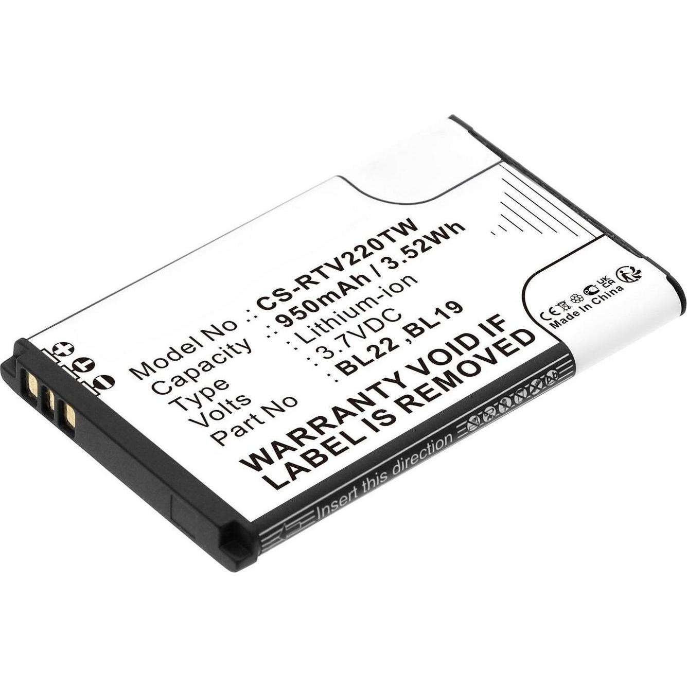 CoreParts Battery for Retevis Two-Way (1 Zellen, 950 mAh), Notebook Akku, Weiss, Schwarz