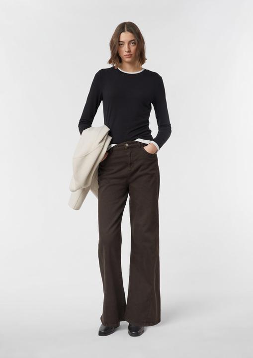 Produktbild Comma T-Shirt Basic Langarm Viskoseshirt mit Kontrast Doppelbündchen (48)