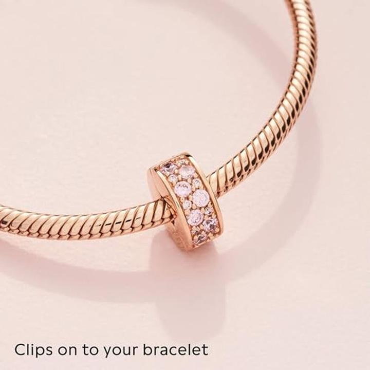 Produktbild Pandora Clip Pavé Glanz Rosa in Rosé (Silber 925, Schmuckstein)