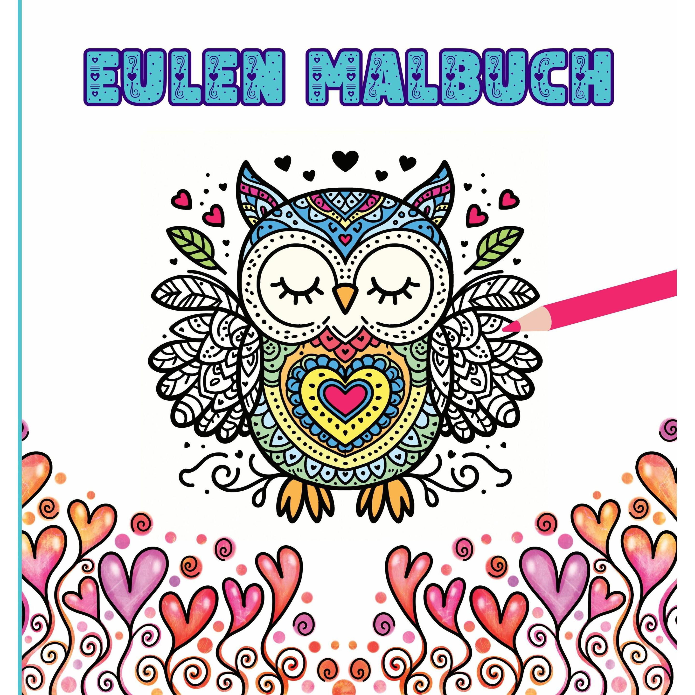 Nova MD Eulen Malbuch für Kinder ab 10 Jahren und für Erwachsene zum Muttertag oder Valentinstag als