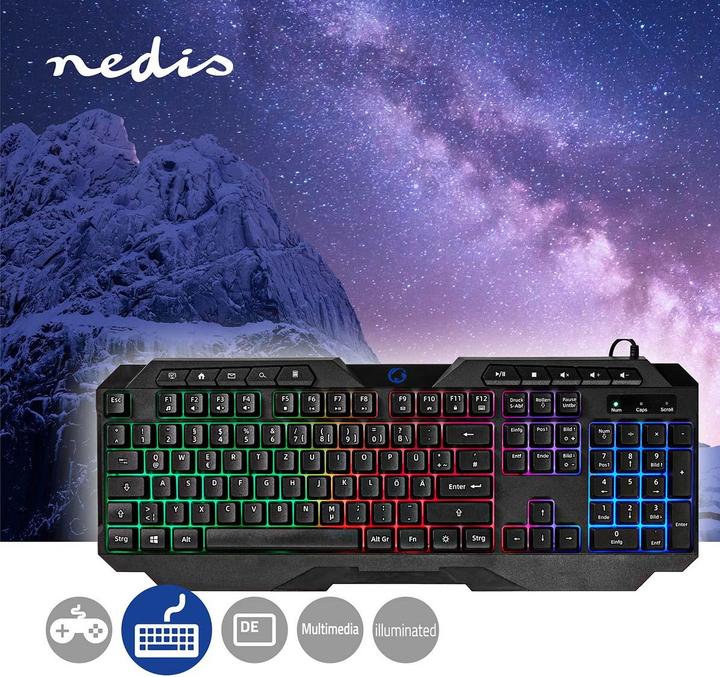 Produktbild Nedis Wired Gaming Keyboard | USB Type-A | Folientasten | LED | QWERTZ | DE-Layout | Netzkabellänge: (DE, Kabelgebunden)
