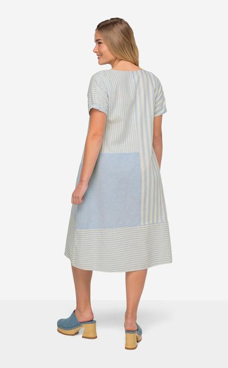 Image du produit Laurasøn Leinenmix-Kleid, A-Line, Streifen-Mix, Rundhals, Halbarm (L)