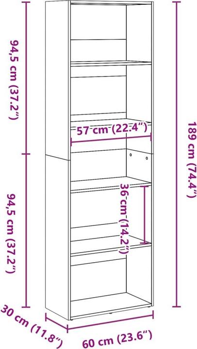 Nutritional values and ingredients VidaXL Banning (60 x 30 x 189 cm)