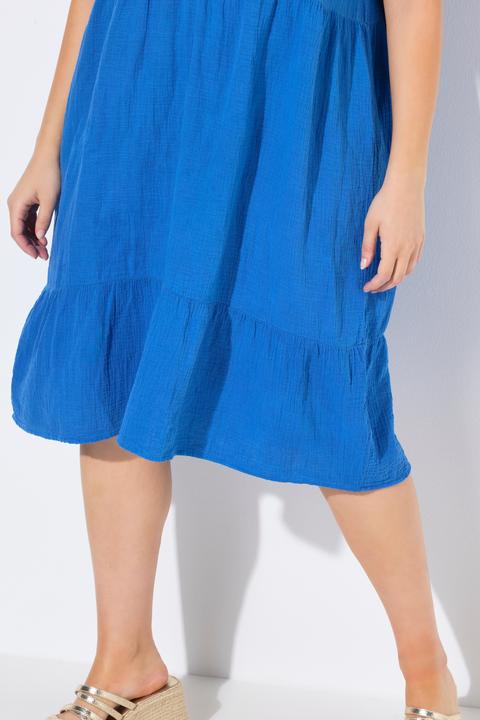 Image du produit Ulla Popken Robe en mousseline, col tunisien et manches courtes, coupe évasée (60)