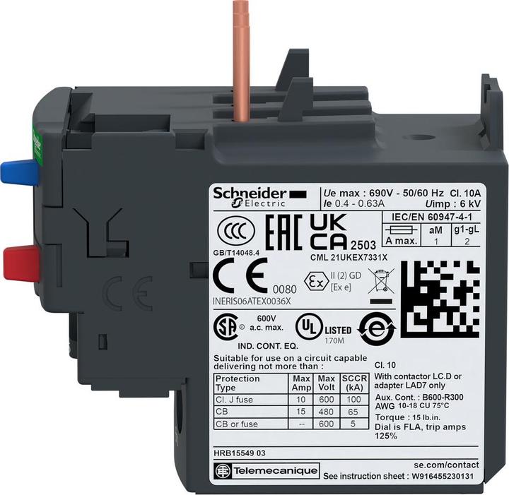 Image du produit Schneider Electric LRD146 Relais de protection moteur