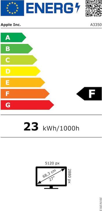 Label énergétique Apple Studio Display Nano – 2026 (5120 x 2880 pixels, 27")