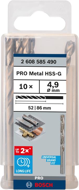 Immagine prodotto Bosch Professional Zubehör Punta PRO Metal HSS-G, 4,9 x 52 x 86 mm (4,9 mm)
