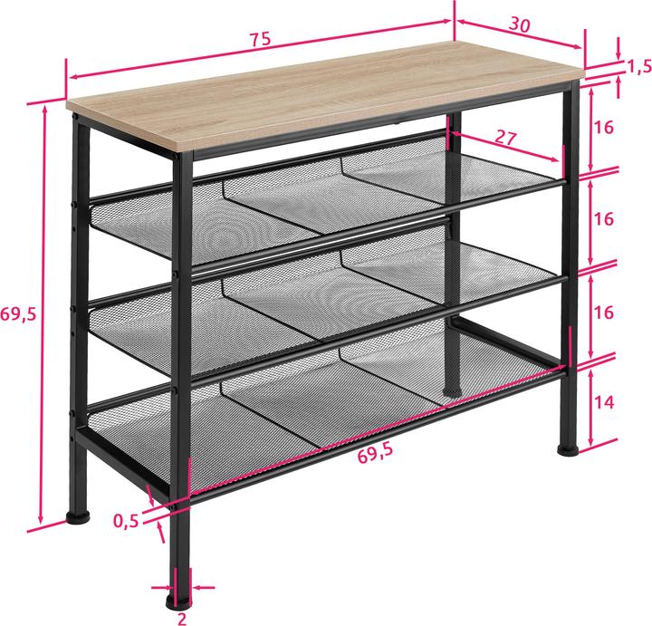 Immagine prodotto tectake Wolverhampton (75.50 x 30.50 x 69.50 cm)