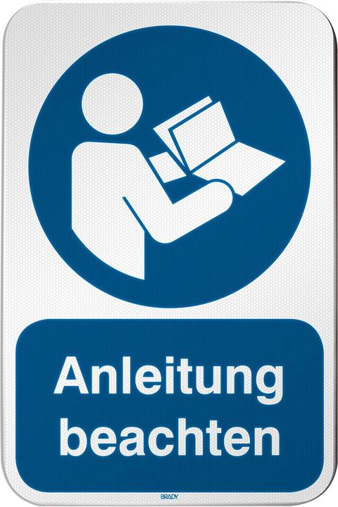 Produktbild Brady M/M002/DE285/RLFBD-400X600-1, ISO Sicherheitsschild - Anleitung beachten, Aluminium laminie
