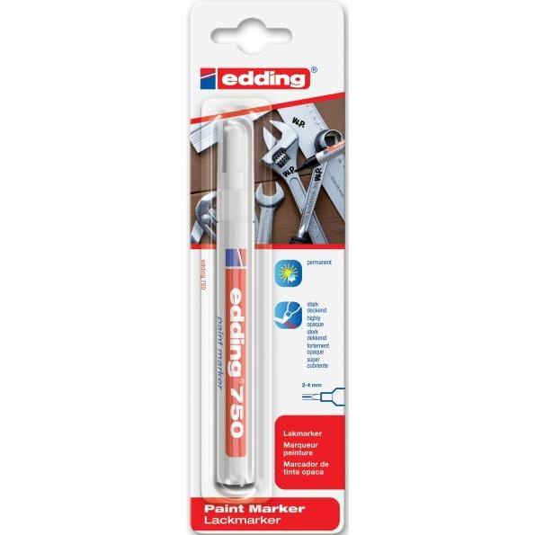 10x Edding, Marker, Lackmarker 2 mm, 4 mm/Pack (Weiss, 4 mm, 1 x)