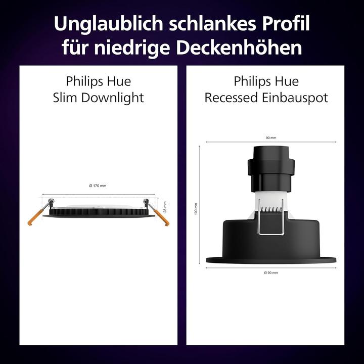 Actual product image Philips Hue White & Color Ambiance Slim Recessed (1200 lm)