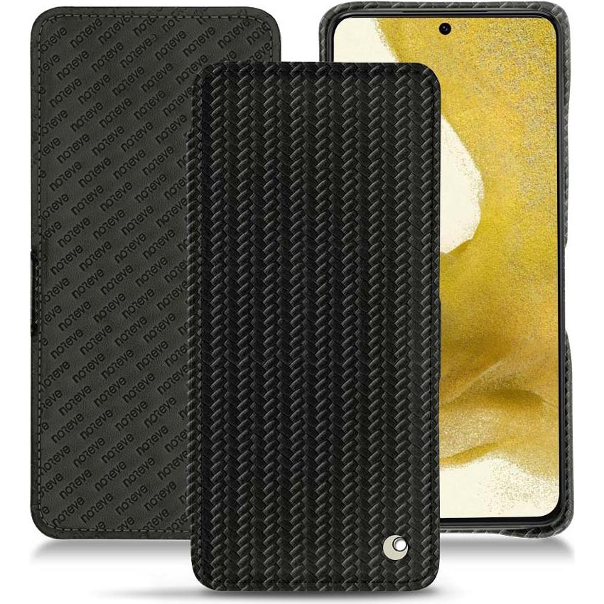 Noreve Lederschutzhülle horizontal (Samsung Galaxy S22), Smartphone Hülle, Schwarz