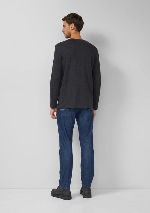 Produktbild s.Oliver T-Shirt Geripptes Longsleeve mit Henleyausschnitt (M)