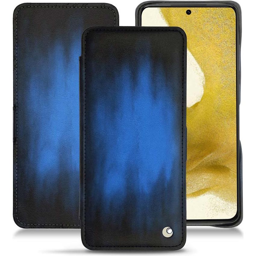 Noreve Lederschutzhülle horizontal (Samsung Galaxy S22), Smartphone Hülle, Blau