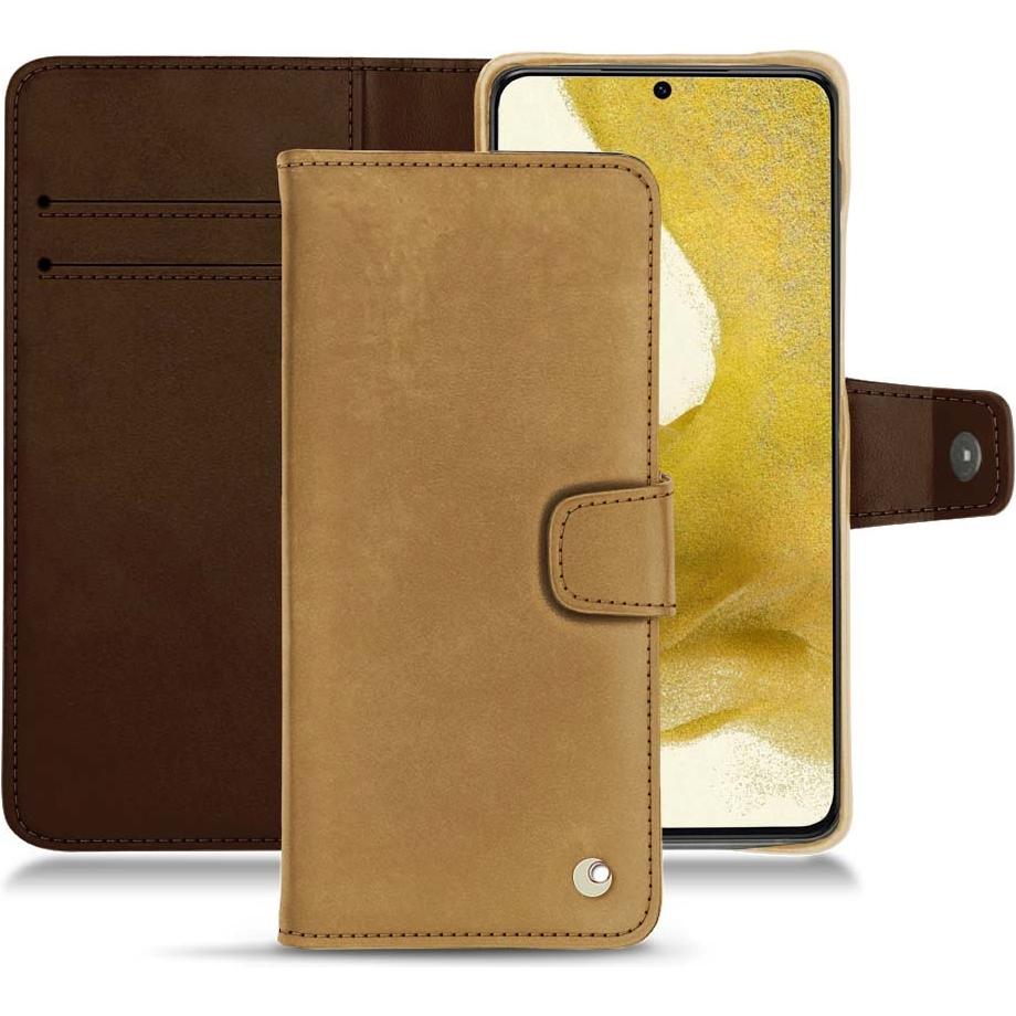 Noreve Lederschutzhülle Wallet (Samsung Galaxy S22), Smartphone Hülle, Braun
