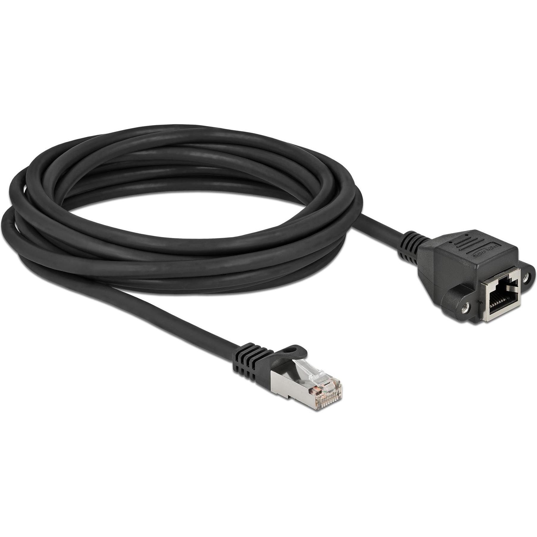 Thumbnail - Delock Netzwerk Verlängerungskabel S/FTP RJ45 Stecker zu RJ45 Buchse Cat.6A 5 m schwarz (S/FTP, CAT6a, 5 m), Netzwerkkab...