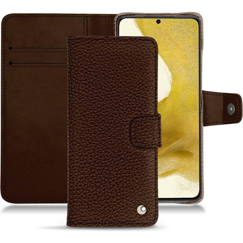 Noreve Lederschutzhülle Wallet (Samsung Galaxy S22+), Smartphone Hülle, Braun