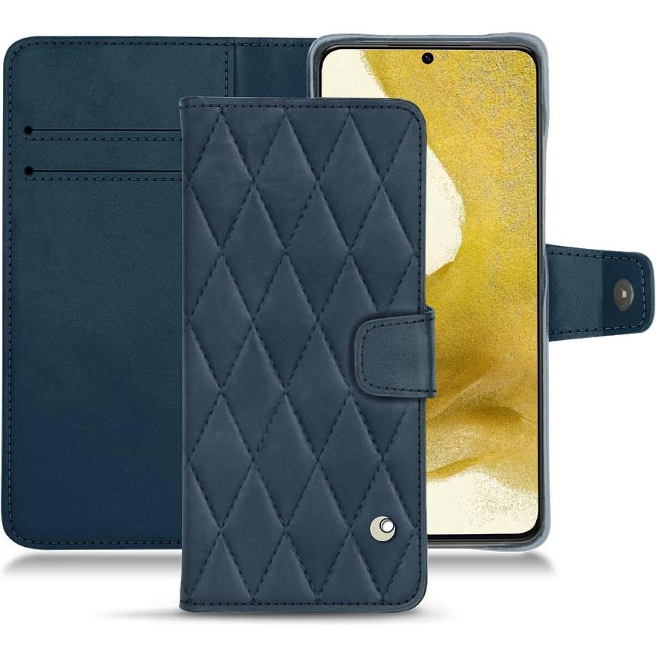 Noreve Lederschutzhülle Wallet (Samsung Galaxy S22), Smartphone Hülle, Blau