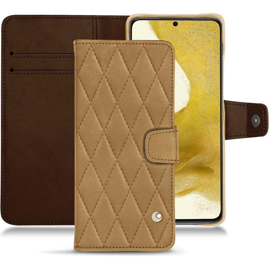 Noreve Lederschutzhülle Wallet (Samsung Galaxy S22), Smartphone Hülle, Braun