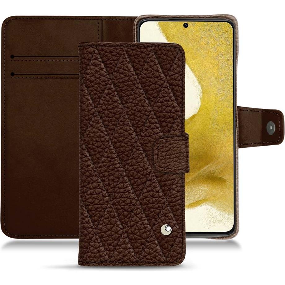 Noreve Lederschutzhülle Wallet (Samsung Galaxy S22), Smartphone Hülle, Braun