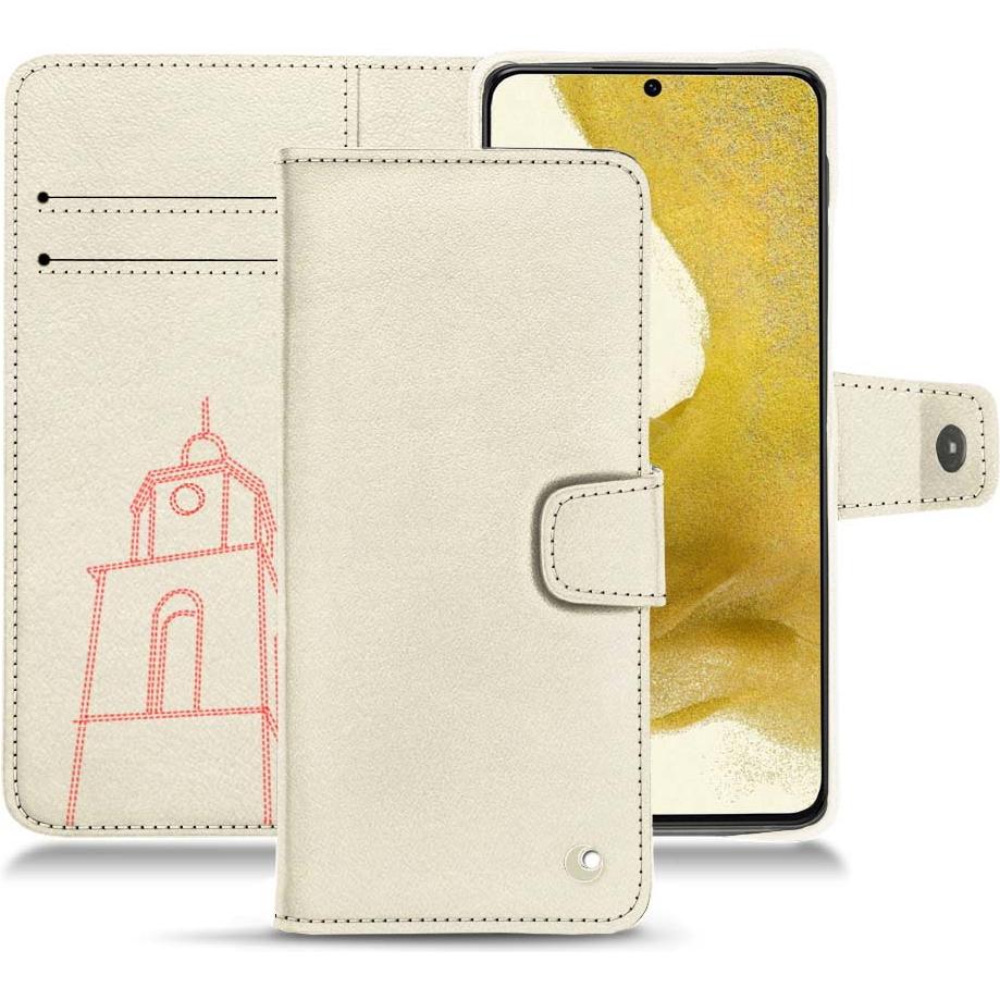 Noreve Lederschutzhülle Wallet (Samsung Galaxy S22+), Smartphone Hülle, Weiss