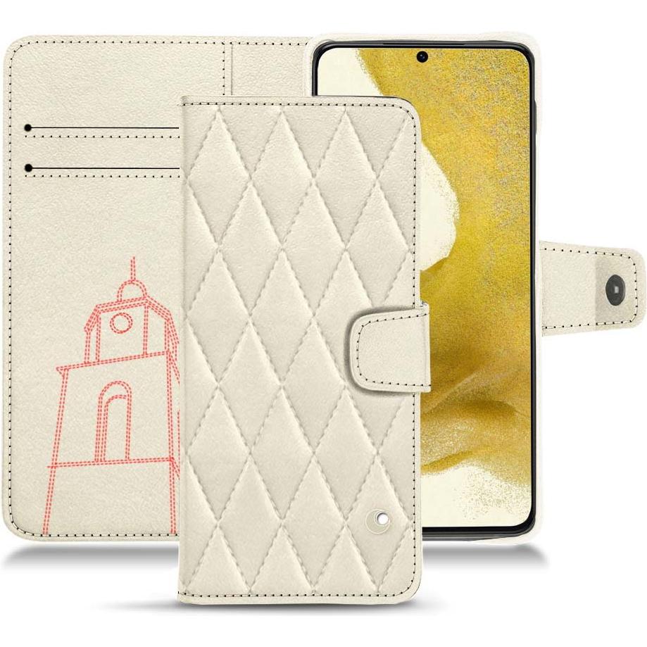 Noreve Lederschutzhülle Wallet (Samsung Galaxy S22), Smartphone Hülle, Weiss