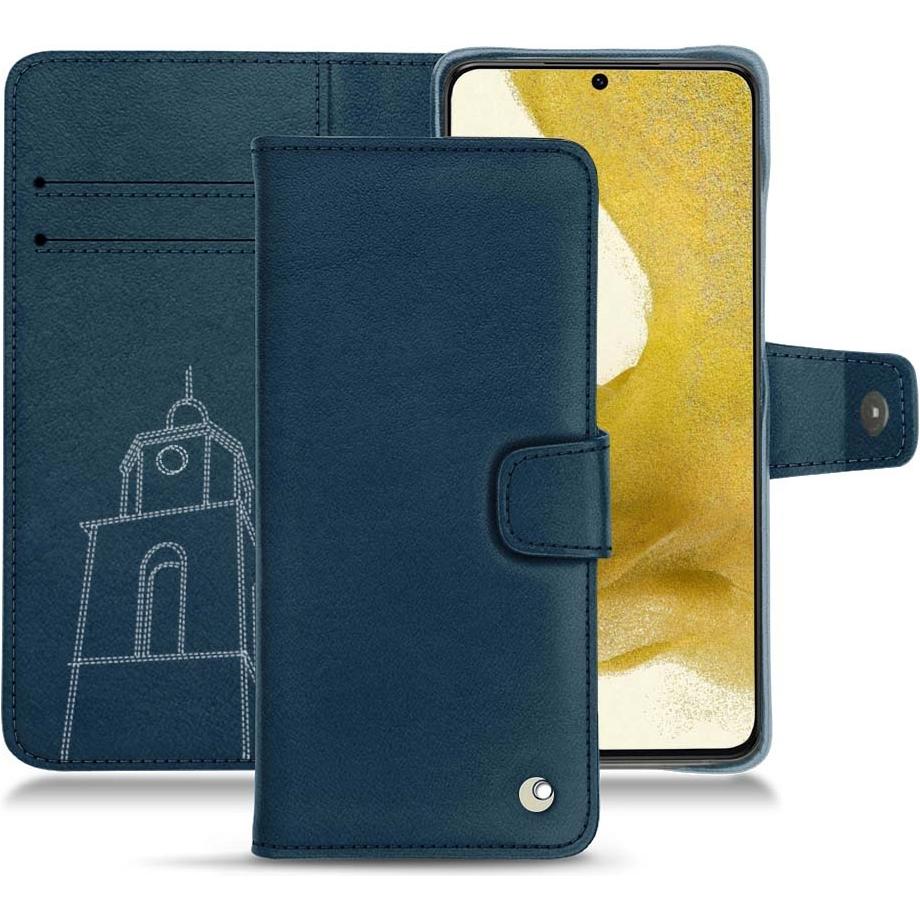 Noreve Lederschutzhülle Wallet (Samsung Galaxy S22), Smartphone Hülle, Blau