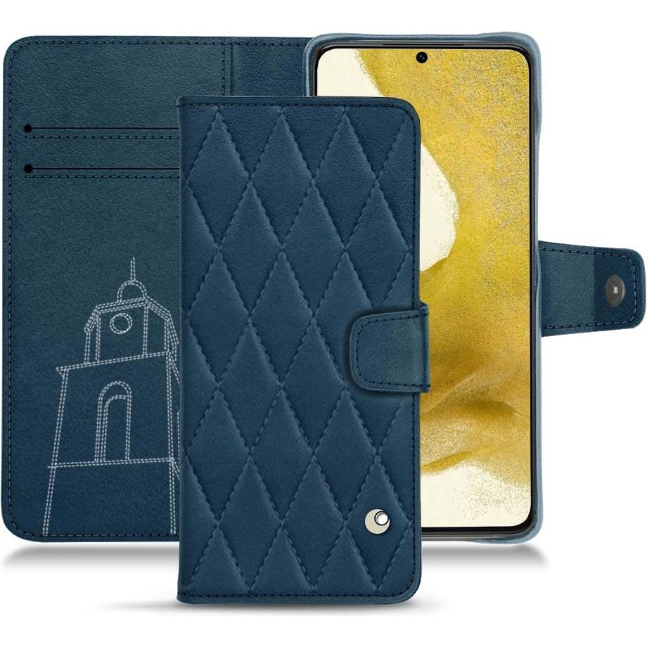 Noreve Lederschutzhülle Wallet (Samsung Galaxy S22), Smartphone Hülle, Blau
