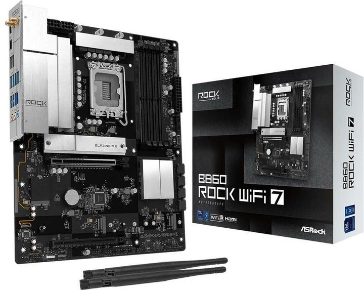Productafbeelding AsRock MB Intel 1851 B860 Rock WiFi 7 (LGA 1851, Intel B860, ATX)