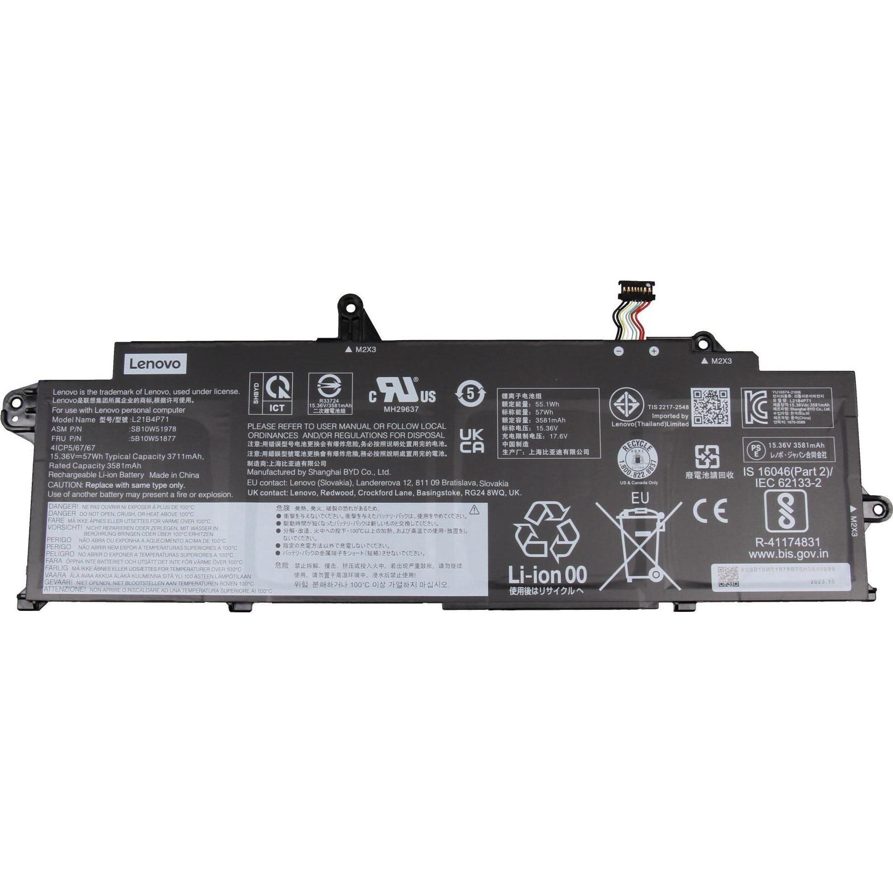 Lenovo 5B10W51876 (4 Zellen, 3711 mAh), Notebook Akku