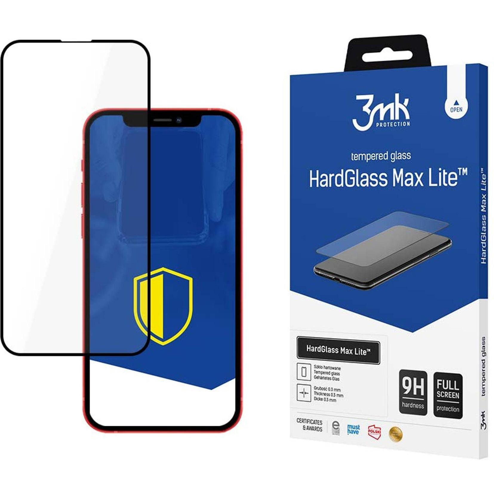 3MK HardGlass Max Lite for iPhone 13 Pro Black (1 Stück, Apple iPhone 13 Pro), Smartphone Schutzfolie, Schwarz