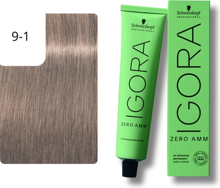Immagine prodotto Schwarzkopf Igora Zero AMM - 9-1 Biondo Extra Chiaro Cendré (9-1 Cendrino Biondo Extra Chiaro)