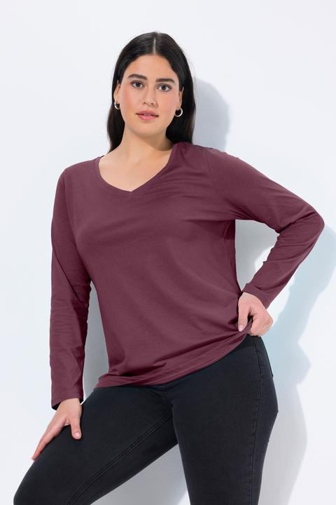 Produktbild Ulla Popken Shirt, Slim, V-Ausschnitt, Langarm (42, 44)