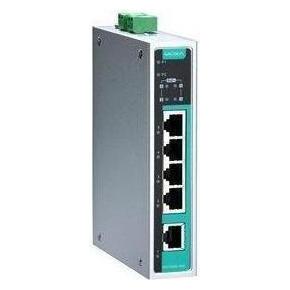 Moxa EDS-G205A-4POE - Unverwalteter Gigabit PoE-Switch mit 4 PoE 10/1001000BaseT(X)-Ports (5 Ports), Netzwerk Switch, Grau