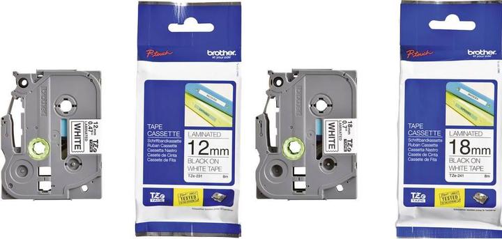 Immagine prodotto Brother Cassette TZe-Tape Set di 2 TZe-231 + TZe-241 (1.20 cm, Bianco)