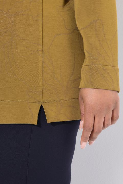 Immagine prodotto Ulla Popken Felpa con fiori glitterati, collo alto e modal (42, 44)