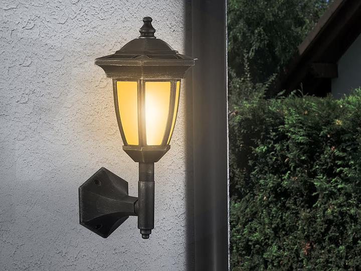 Produktbild Lunartec 2er-Set Solar-LED-Stand- & Wandlaternen mit Flammeneffekt (IP44)