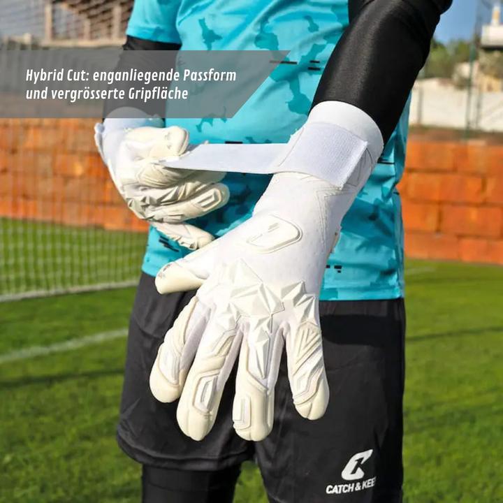 Produktbild Catch & Keep Fussballhandschuhe Pulse X All White Gr. 10 Torwart Goalie Handschuhe (10)
