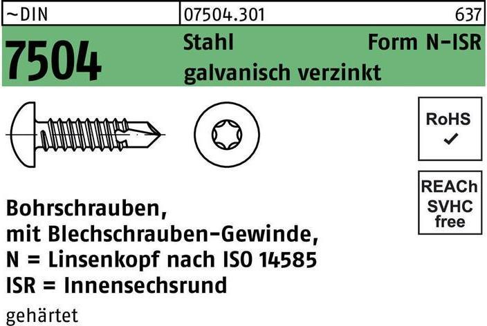Actual product image Drill screw DIN 7504 with hexagon socket N 4.8 x 19 -T25 Steel electrogalvanised (1000 Screws per piece)