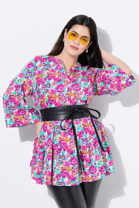 Image du produit Angel of Style Blouse-tunique avec col à patte de boutonnage, manches 3/4 et volants (44)