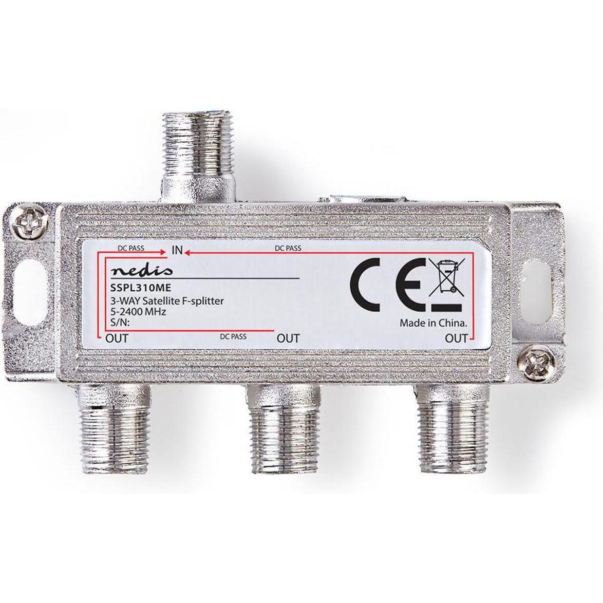 Nedis Satelliten-Splitter | 5 - 2400 MHz | 10.5 dB | Anzahl Eingänge: 1 | Anzahl der Ausgänge: 3 | I (Verteiler) (SSPL310ME)