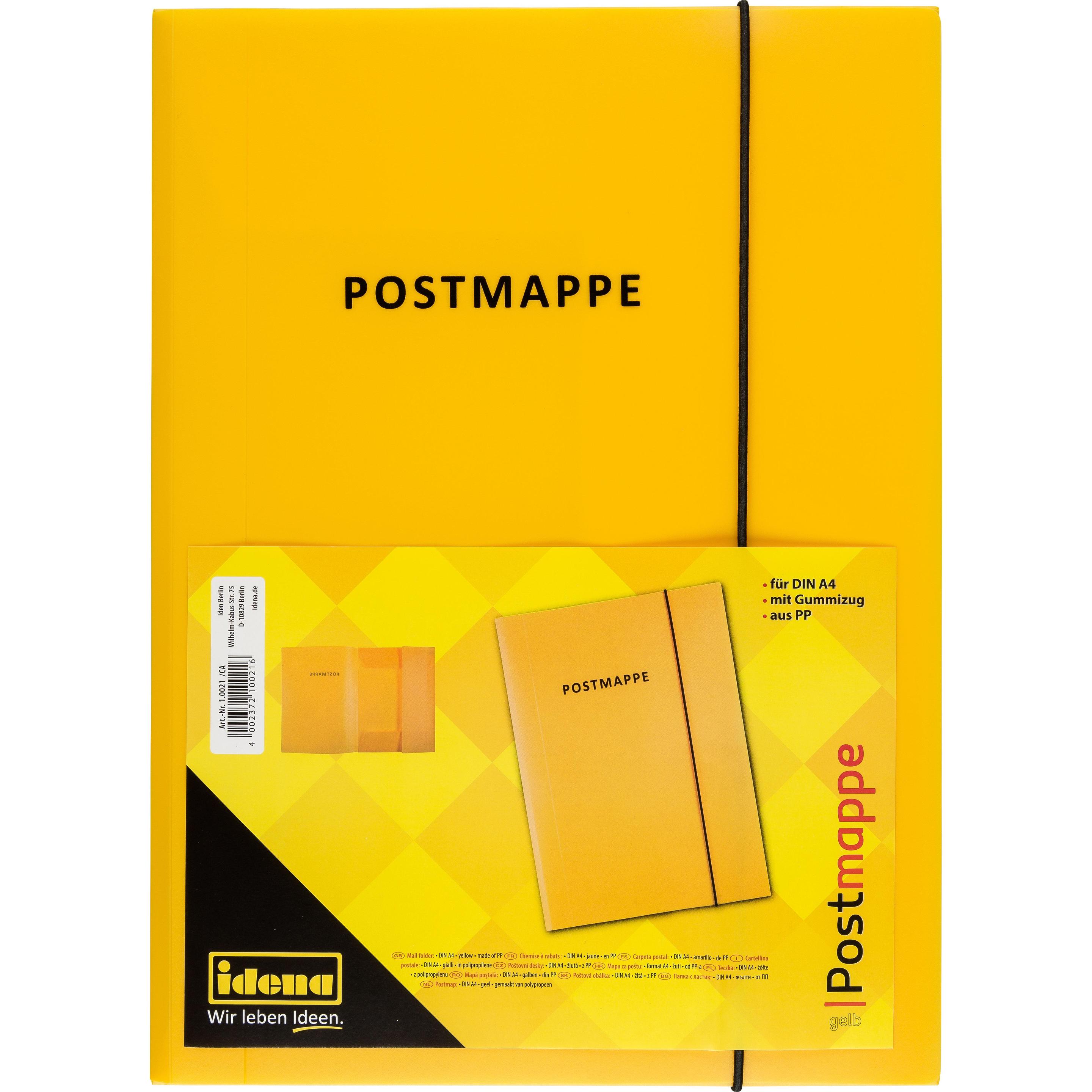 Idena, Mappe, Postmappe A4 PP mit Gummizug gelb (A4, 1 x)