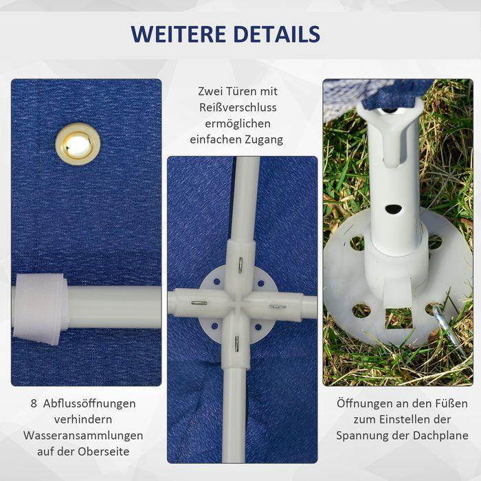 Immagine prodotto Swisshandel24 Gartenpavillon 3x3m wetterfest mit Moskitonetz, Polyester in Blau (300 cm, 300 cm)