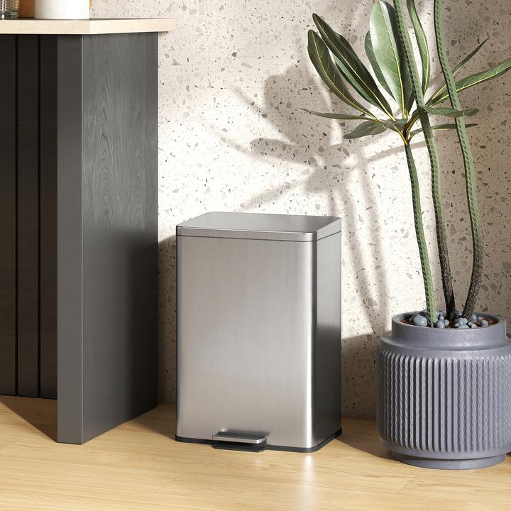 Image du produit Homcom Mülleimer Edelstahl, Kunststoff Silber (20 l)