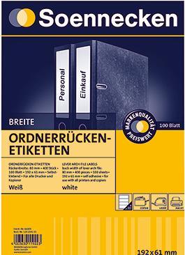 Productafbeelding Soennecken Maplabel 66309 breed/kort sk wit 400 st./verpakking.