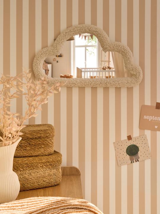 Immagine prodotto Vertbaudet Kinderzimmer Spiegel WOLKE mit Teddyfleece-Rahmen (45 x 25 cm)