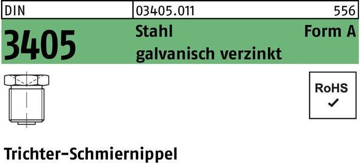 Produktbild Reyher Trichterschmiernippel DIN 3405 AM 6 x 1 Stahl galvanisch verzinkt Trichter-Schmiernippel
